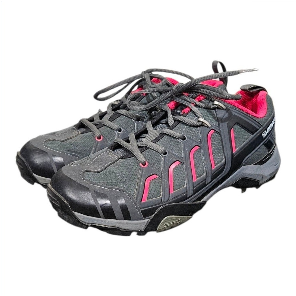 Shimano WM34 SPD Mountain Bike Shoes Mens 7.5 Grey Pink Cycling Cleats SH-WM34-G
